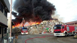 Fire in progress at Mortara - Pavia