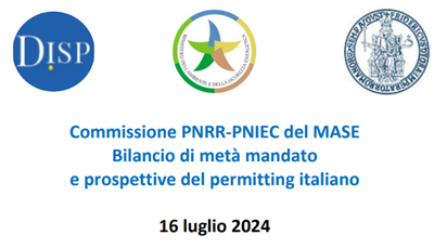 PNRR-PNIEC Commission of MASE. Mid-term budget and prospects for Italian permitting