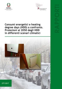 Comparison between energy consumption and heating degree days (HDD). Projections to 2050 of HDD in different climate scenarios