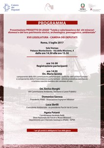 Presentazione della proposta di legge: Tutela e valorizzazione dei siti minerari dismessi e del loro patrimonio storico, archeologico, paesaggistico, ambientale