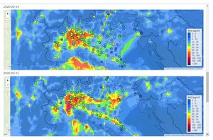 Pianura Padana, biossido di azoto (NO2) graduale riduzione della concentrazione nelle ultime settimane