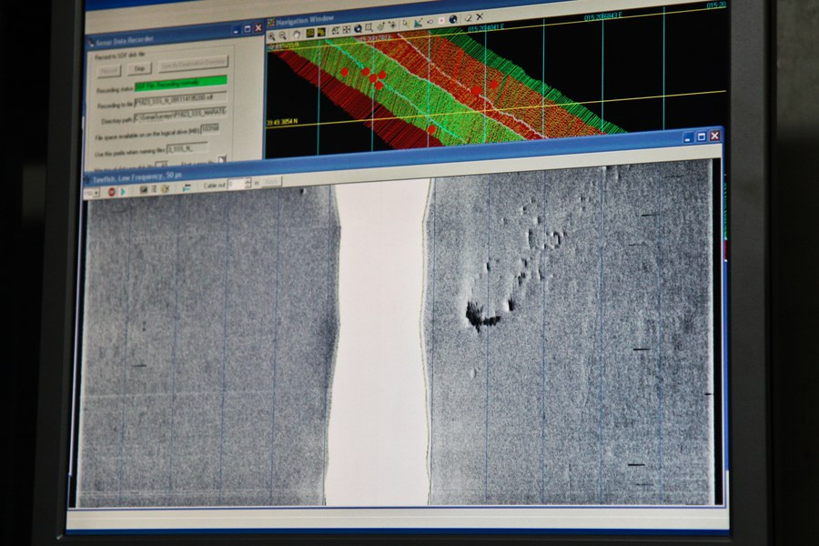 Sonogramma Side Scan Sonar per la ricerca di sorgenti affondate di inquinamento (SIA)