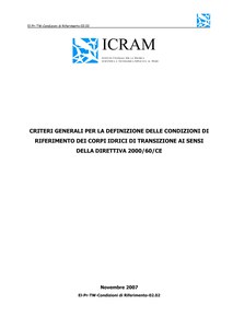 Criteri generali per la definizione delle condizioni di riferimento dei corpi idrici di transizione ai sensi della direttiva 2000/60/CE